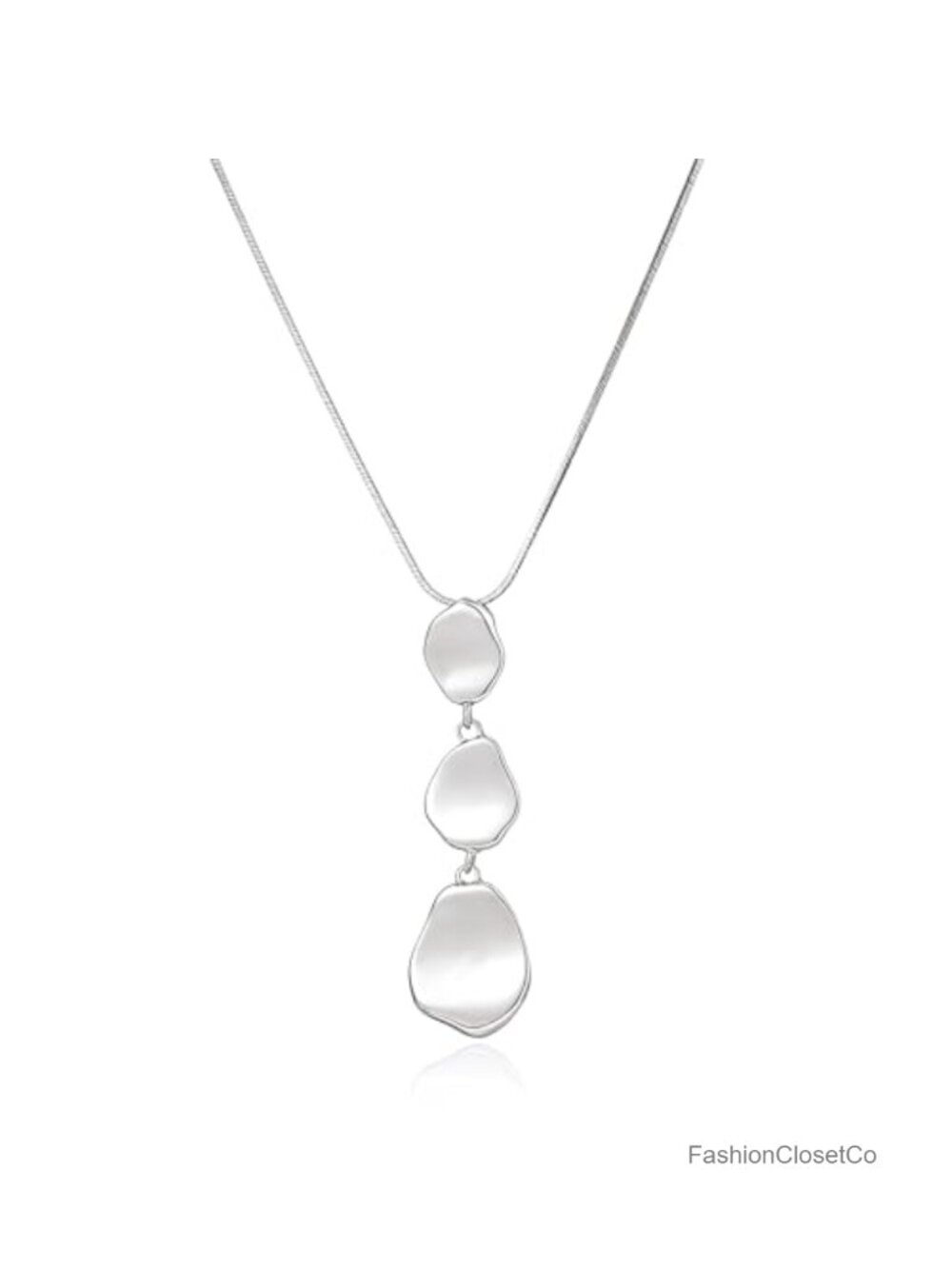 14K Gold Plated Graduated Organic Pebble Pendant Necklace for Women Long Snake
